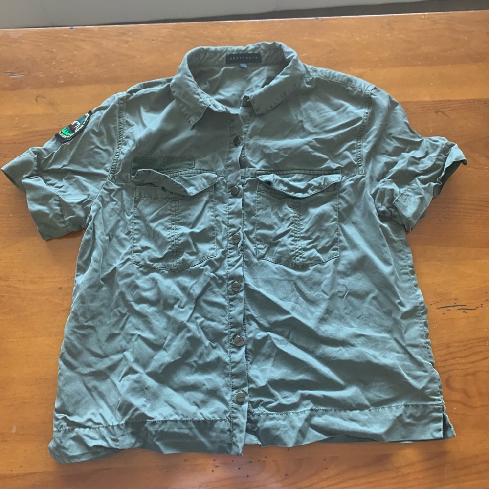 Sanctuary Army Green Short Sleeve Button Down